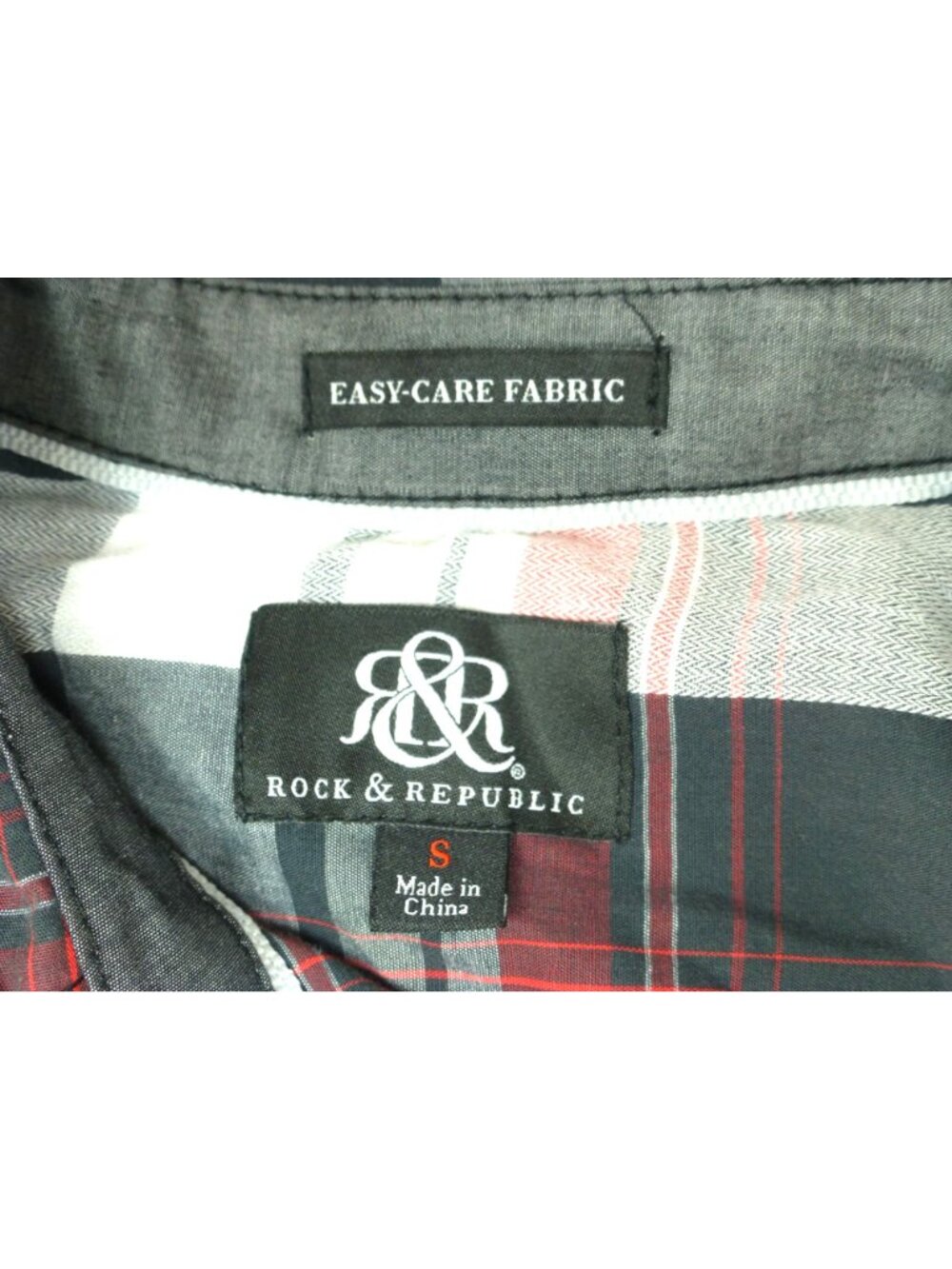 Rock & Republic Mens Red & Black Plaid Button-Up Long Sleeve Shirt Easy-Care Fab - Picture 4 of 13